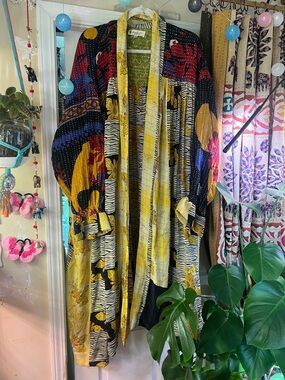 Kantha bae utopia duster kimono with silk panels
